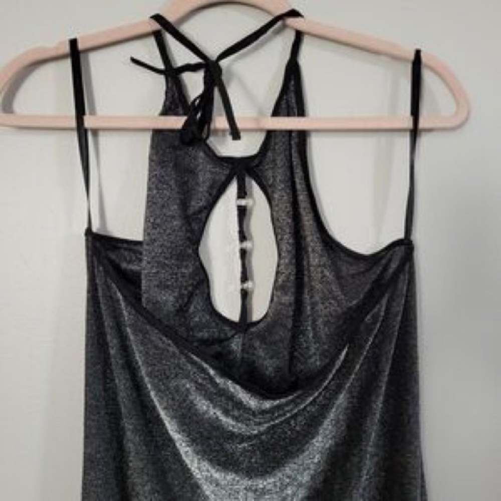 Women's Metallic Gray Sleeveless Maxi Dress - Picture 6 of 7